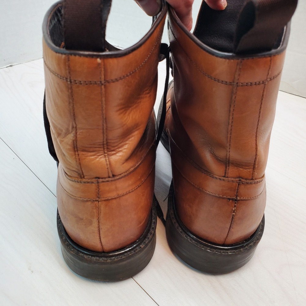 Banana Republic Mens Tan Italian Leather Cap Toe Lace Up Boots 11.5 D Made Italy - Picture 8 of 11